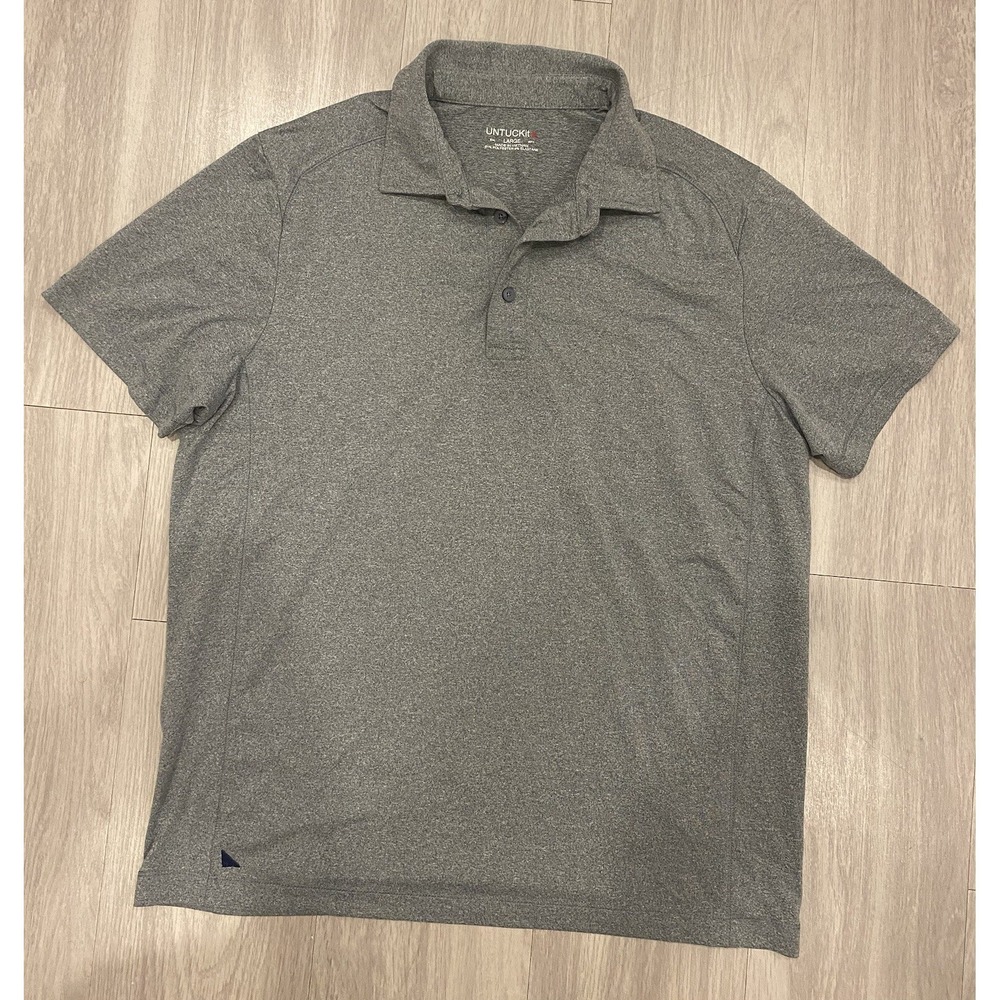 UNTUCKit Shirt Mens Large Polo Gray Golf Performance Short Sleeve Collared